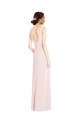 Stretch Crepe V-Neck Sleeveless Low Back Pink Long Black Tie Evening Dress / Prom Dress / Bridesmaid Dress Essex