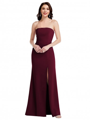 Stretch Crepe Strapless Sleeveless Long Semi Formal Evening Dress / Prom Dress / Bridesmaid Dress Essex