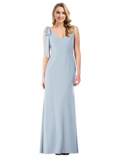 Stretch Crepe V-Neck Sleeveless V-Back Long Semi Formal Evening Dress / Prom Dress / Bridesmaid Dress Essex