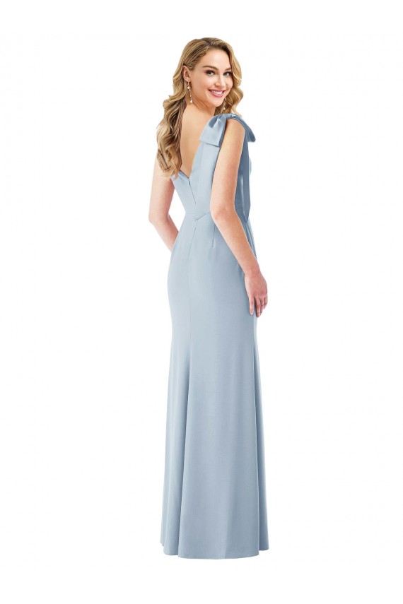 Stretch Crepe V-Neck Sleeveless V-Back Long Semi Formal Evening Dress / Prom Dress / Bridesmaid Dress Essex