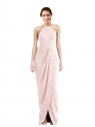 Stretch Crepe Halter Neck Sleeveless Long Semi Formal Evening Dress / Prom Dress / Bridesmaid Dress Essex