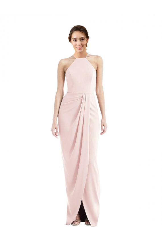 Stretch Crepe Halter Neck Sleeveless Long Semi Formal Evening Dress / Prom Dress / Bridesmaid Dress Essex