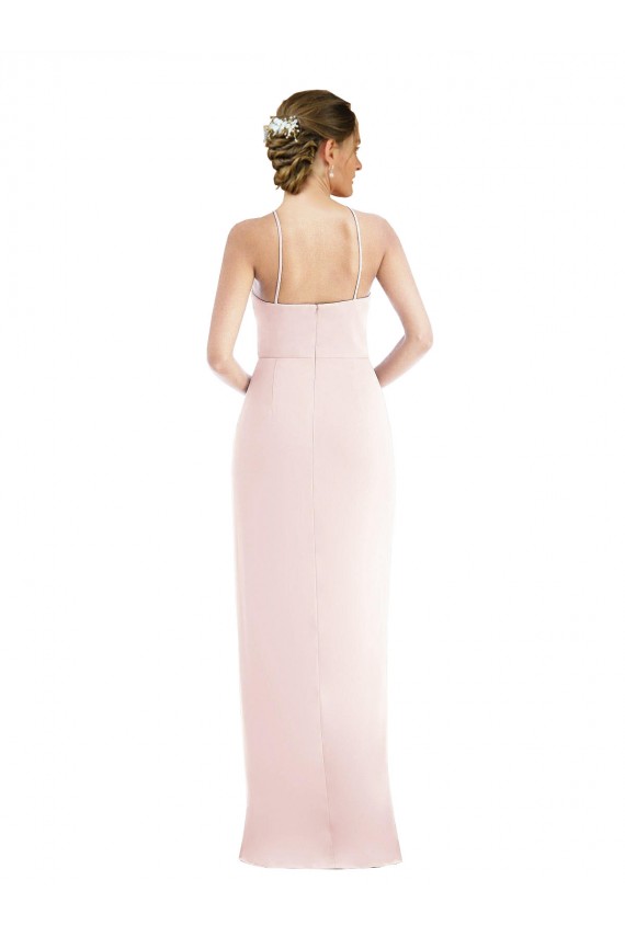 Stretch Crepe Halter Neck Sleeveless Long Semi Formal Evening Dress / Prom Dress / Bridesmaid Dress Essex