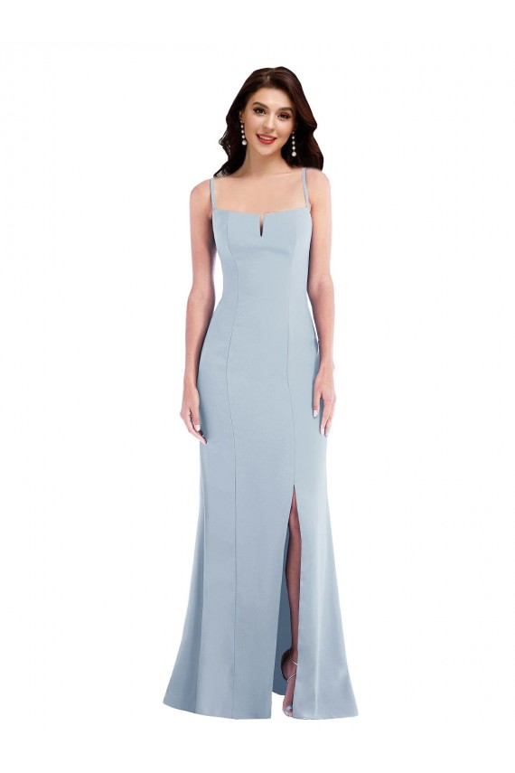 Stretch Crepe Spaghetti Straps Sleeveless Long Formal Evening Gown / Prom Dress / Bridesmaid Dress Essex