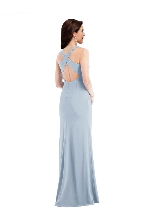 Stretch Crepe V-Neck Sleeveless Open Back Long Evening Dress / Bridesmaid Dress Essex