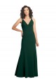 Stretch Crepe V-Neck Sleeveless V-Back Midnight Green Long Formal Dress / Bridesmaid Dress Essex