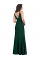 Stretch Crepe V-Neck Sleeveless V-Back Midnight Green Long Formal Dress / Bridesmaid Dress Essex