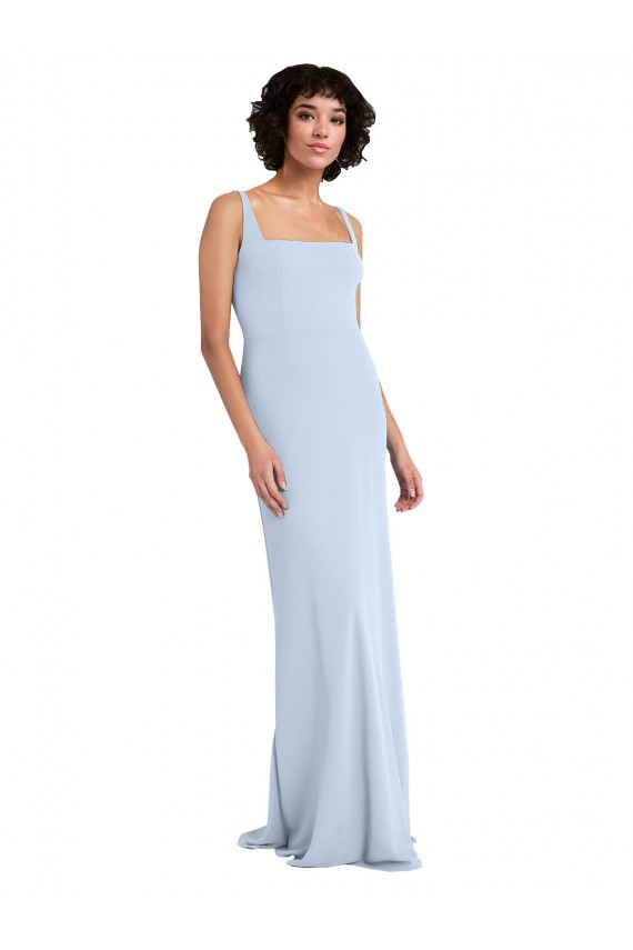 Stretch Crepe Square Neck Sleeveless Long Prom Dress / Bridesmaid Dress Essex