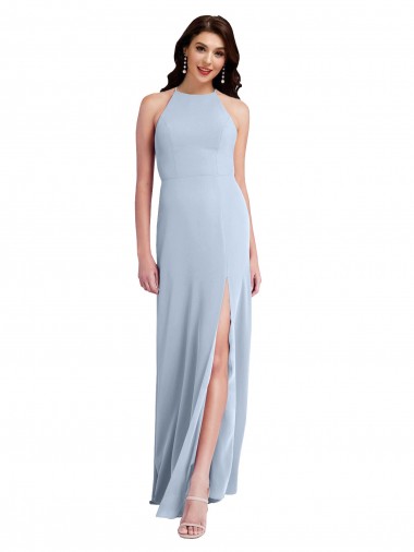 Stretch Crepe Halter Neck Sleeveless Open Back Sheath Long Formal Evening Gown / Prom Dress / Bridesmaid Dress Essex
