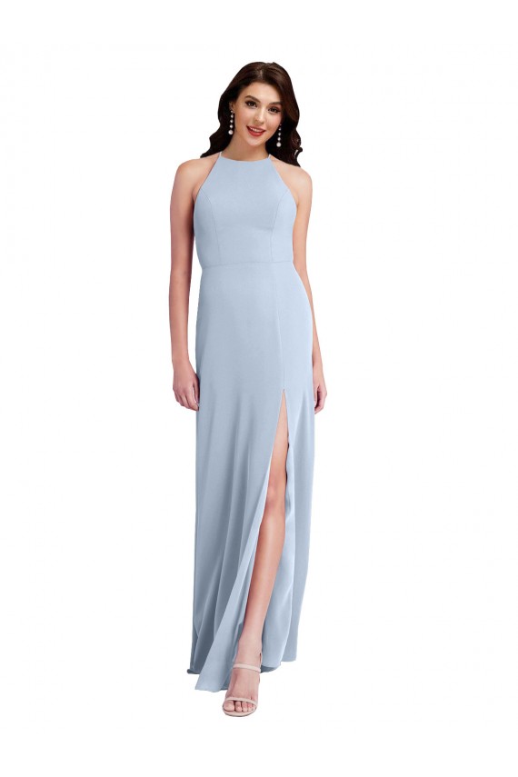 Stretch Crepe Halter Neck Sleeveless Open Back Sheath Long Formal Evening Gown / Prom Dress / Bridesmaid Dress Essex