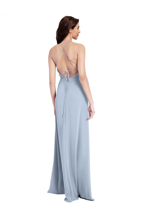 Stretch Crepe Halter Neck Sleeveless Open Back Sheath Long Formal Evening Gown / Prom Dress / Bridesmaid Dress Essex