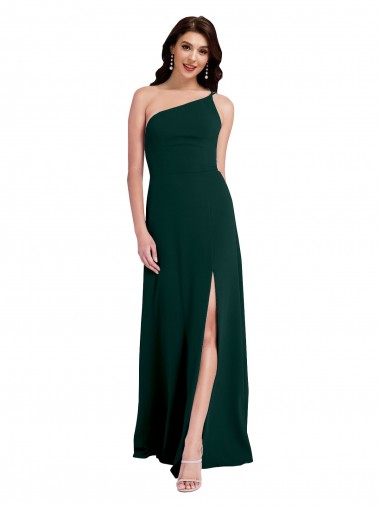 Stretch Crepe One Shoulder Sleeveless Open Back Long Formal Evening Gown / Prom Dress / Bridesmaid Dress Essex