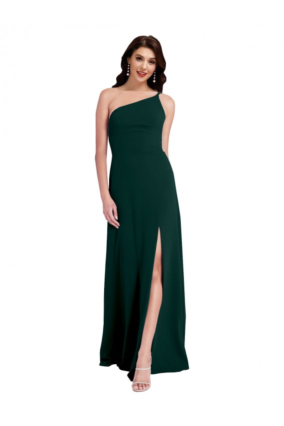 Stretch Crepe One Shoulder Sleeveless Open Back Long Formal Evening Gown / Prom Dress / Bridesmaid Dress Essex