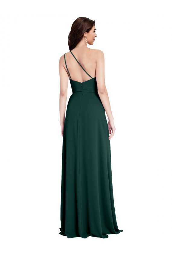 Stretch Crepe One Shoulder Sleeveless Open Back Long Formal Evening Gown / Prom Dress / Bridesmaid Dress Essex