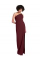 Stretch Crepe One Shoulder Sleeveless Burgundy Gold Long Formal Evening Gown / Prom Dress / Bridesmaid Dress Essex