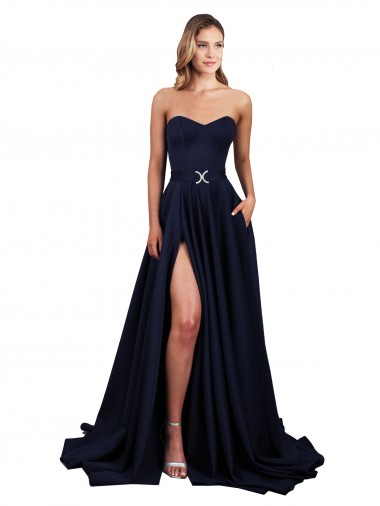 Stretch Crepe Sweetheart Sleeveless Low Back A-Line Long Formal Dress / Bridesmaid Dress Essex