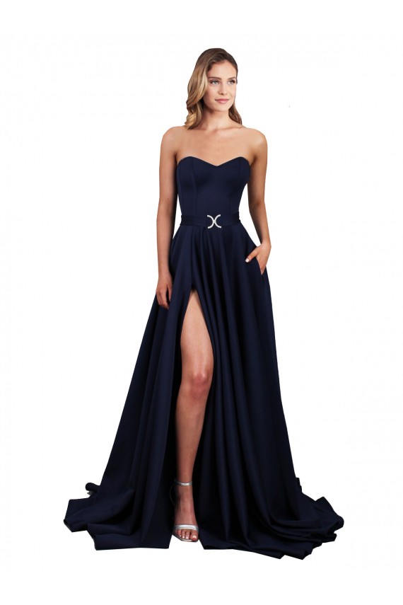 Stretch Crepe Sweetheart Sleeveless Low Back A-Line Long Formal Dress / Bridesmaid Dress Essex