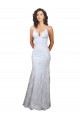 Stretch Crepe & Sequin Tulle V-Neck Sleeveless Open Back Long Formal Evening Gown / Prom Dress / Bridesmaid Dress Essex