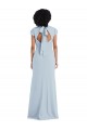 Stretch Crepe Jewel Neck Cap Sleeves Keyhole Back Long Semi Formal Evening Dress / Bridesmaid Dress Essex