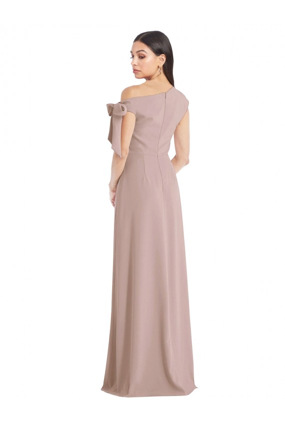 Stretch Crepe Off the Shoulder Sleeveless Dusty Pink Long Formal Evening Gown / Prom Dress / Bridesmaid Dress Essex
