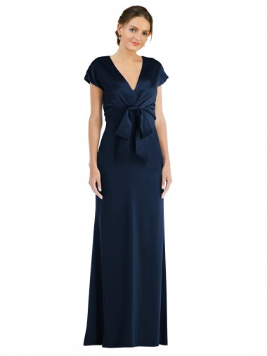Stretch Crepe Off the Shoulder Cap Sleeves Keyhole Back Long Formal Evening Gown / Prom Dress / Bridesmaid Dress Essex