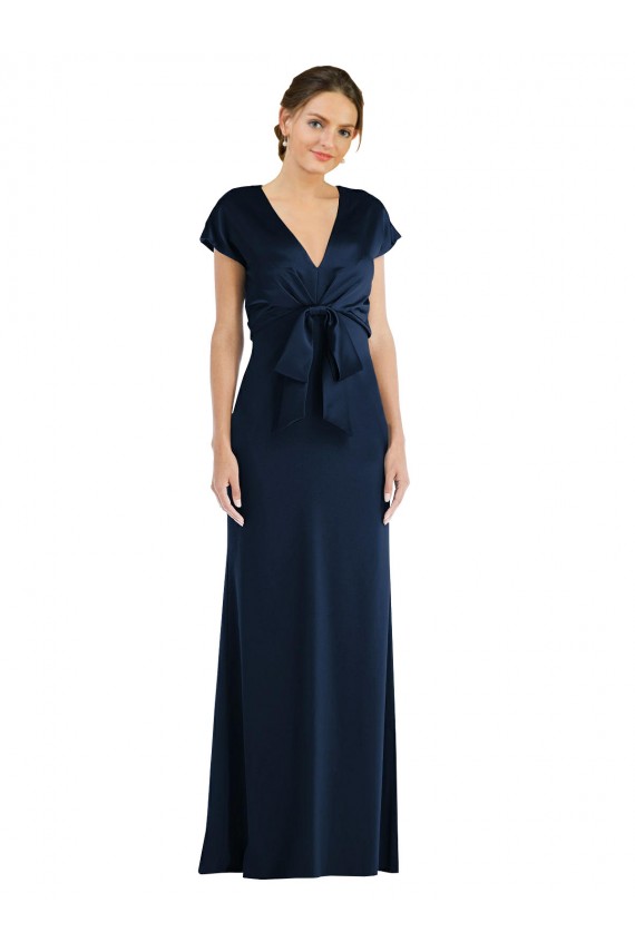 Stretch Crepe Off the Shoulder Cap Sleeves Keyhole Back Long Formal Evening Gown / Prom Dress / Bridesmaid Dress Essex