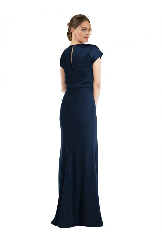 Stretch Crepe Off the Shoulder Cap Sleeves Keyhole Back Long Formal Evening Gown / Prom Dress / Bridesmaid Dress Essex