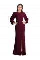 Stretch Crepe Bateau Neck Puff Sleeves Open Back Long Formal Dress / Bridesmaid Dress Essex