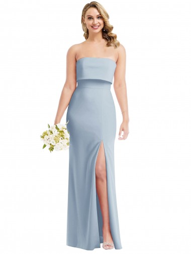 Stretch Crepe Strapless Sleeveless Low Back Long Semi Formal Evening Dress / Prom Dress / Bridesmaid Dress Essex