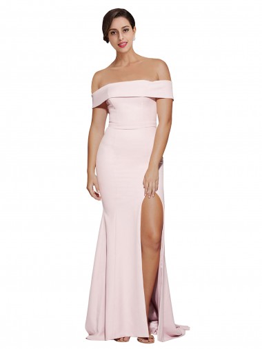 Stretch Crepe Square Neck Sleeveless Low Back Sweep Train Formal Evening Gown / Prom Dress / Bridesmaid Dress Essex