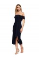 Stretch Crepe Off the Shoulder Sleeveless Low Back Midi Length Formal Evening Gown / Prom Dress / Bridesmaid Dress Essex