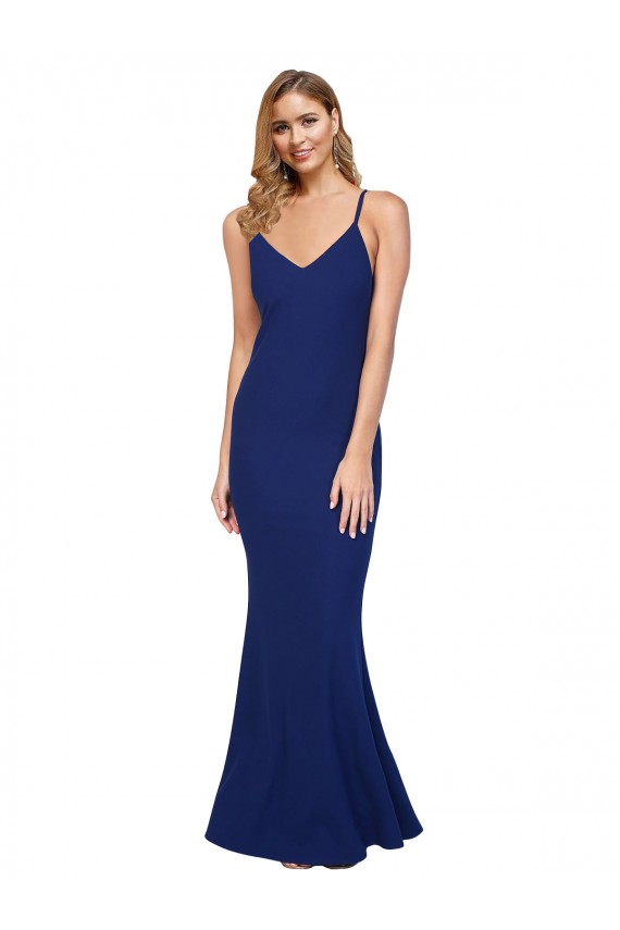 Stretch Crepe V-Neck Sleeveless Open Back Long Formal Dress / Bridesmaid Dress Essex