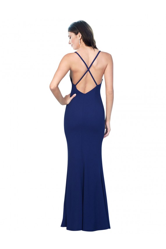 Stretch Crepe V-Neck Sleeveless Open Back Long Formal Dress / Bridesmaid Dress Essex