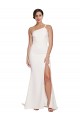 Stretch Crepe One Shoulder Sleeveless Ivory Sweep Train Semi Formal Evening Dress / Prom Dress / Bridesmaid Dress Essex