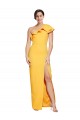 Stretch Crepe One Shoulder Sleeveless Saffron Long Formal Evening Gown / Prom Dress / Bridesmaid Dress Essex