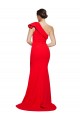 Stretch Crepe One Shoulder Sleeveless Red Sweep Train Semi Formal Evening Dress / Prom Dress / Bridesmaid Dress Essex