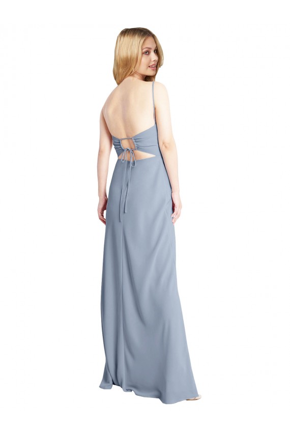 Stretch Crepe Square Neck Sleeveless Open Back Long Prom Dress / Bridesmaid Dress Essex