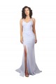 Stretch Crepe Spaghetti Straps Sleeveless Low Back Long Beach Wedding Dress Essex