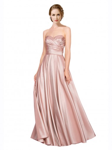 Stretch Satin Sweetheart Sleeveless Low Back Long Black Tie Evening Gown / Prom Dress / Bridesmaid Dress Essex