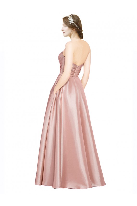 Stretch Satin Sweetheart Sleeveless Low Back Long Black Tie Evening Gown / Prom Dress / Bridesmaid Dress Essex