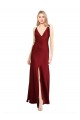 Stretch Satin V-Neck Sleeveless V-Back Long Black Tie Evening Gown / Prom Dress / Bridesmaid Dress Essex