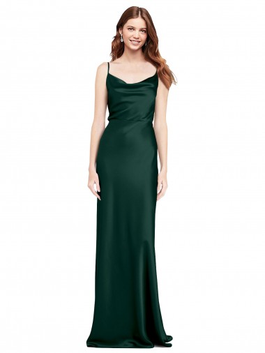 Stretch Satin Cowl Neck Sleeveless V-Back Long Black Tie Evening Gown / Prom Dress / Bridesmaid Dress Essex