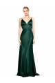 Stretch Satin Spaghetti Straps Sleeveless V-Back Hunter Long Formal Evening Gown / Prom Dress / Bridesmaid Dress Essex