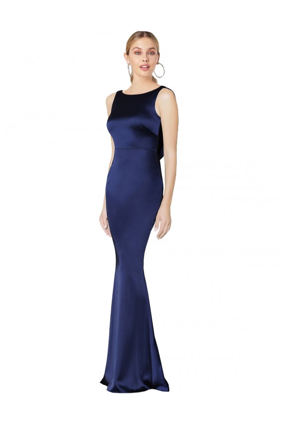 Stretch Satin Halter Neck Sleeveless Low Back Long Formal Evening Gown / Prom Dress / Bridesmaid Dress Essex