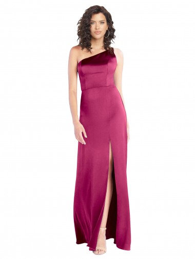 Stretch Satin One Shoulder Sleeveless Open Back Long Formal Evening Gown / Prom Dress / Bridesmaid Dress Essex
