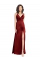 Stretch Satin V-Neck Sleeveless V-Back Long Formal Dress / Bridesmaid Dress Essex