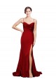 Stretch Satin Spaghetti Straps Sleeveless Open Back Sweep Train Black Tie Evening Gown / Prom Dress / Bridesmaid Dress Essex