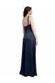 Stretch Satin Cowl Neck Sleeveless Low Back Dark Navy Long Formal Evening Gown / Prom Dress / Bridesmaid Dress Essex