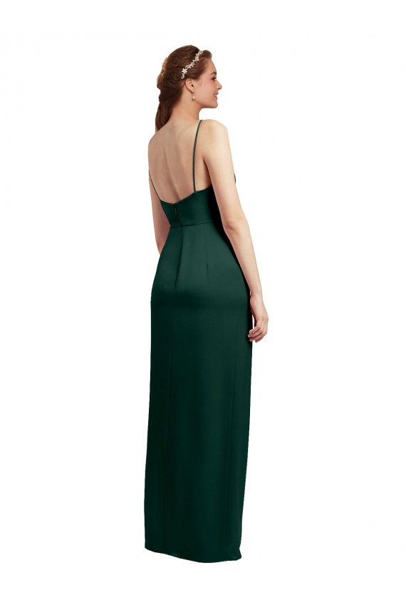 Stretch Satin Spaghetti Straps Sleeveless Low Back Hunter Long Formal Evening Gown / Prom Dress / Bridesmaid Dress Essex