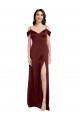 Stretch Satin Off the Shoulder Sleeveless Long Formal Dress / Bridesmaid Dress Essex